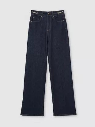 High-Rise Wide Leg Jeans in Dark Blue