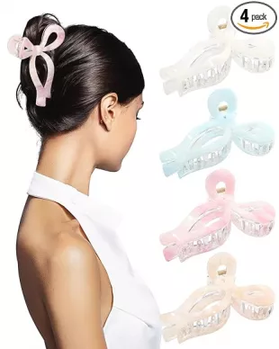 4 PCS Clips Acrylic Bow Hair for Women Bow Cute Claw Clip