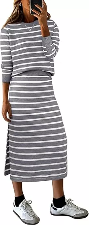Striped Sweater Midi Dress