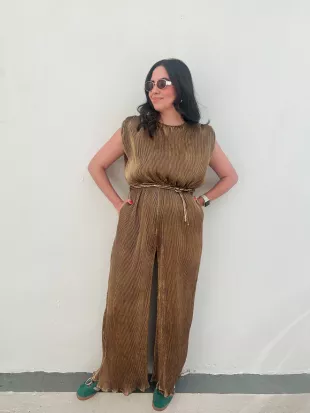 Gold Pleated Jumpsuit
