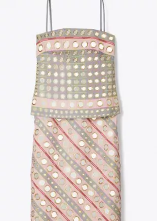 Mirror Embellished Cotton Dress
