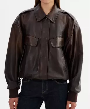 In the City Lindsay Hubbard Leather Bomber Jacket - Oskar Jacket