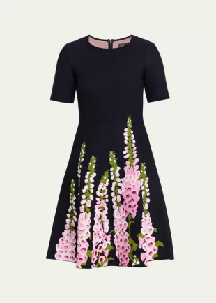 Allium-Print Jacquard Minidress