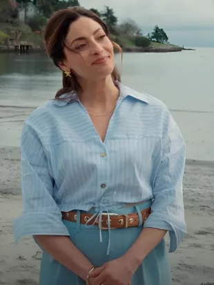 A Castle of Our Own Erica Cerra Blue Striped Shirt