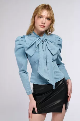 Miss Independent Denim Long Sleeve Blouse