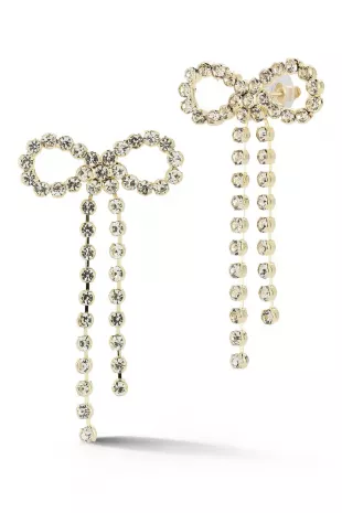 CZ Bow Drop Earrings