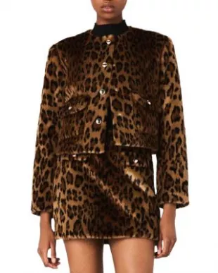 Leopard Faux Fur Jacket & Mini Skirt