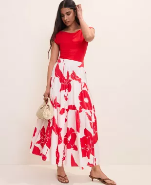 Floral Tiered Full Skirt