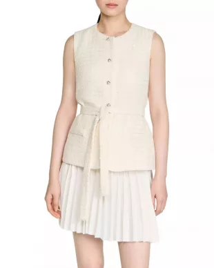 Sandro Bloom Mixed Media Short Dress