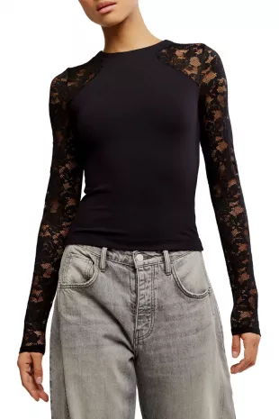 No Excuses Lace Sleeve Top