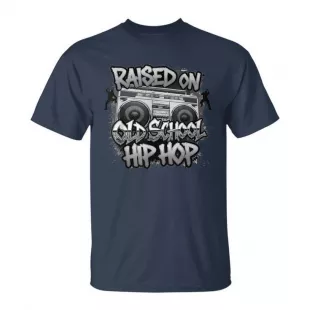 Raised On Old School Hip Hop Cassette Graffiti Rap T Shirt
