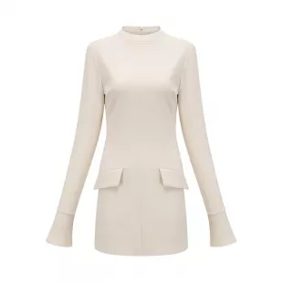 Cream White Fitted Mini Dress