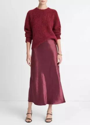 Satin Side-Slit Slip Skirt