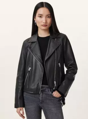Dalby Slim Fit Leather Biker Jacket