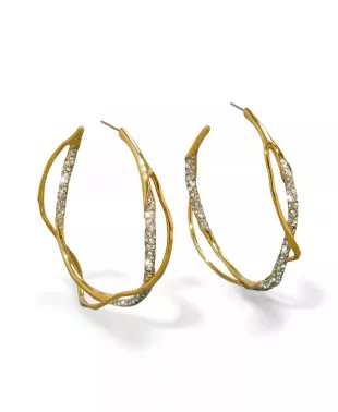 Intertwined Gold Two Tone Pave Hoop Earring