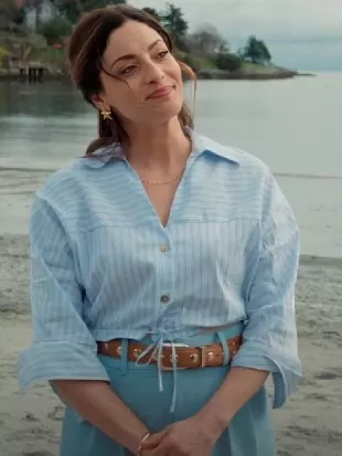 Erica Cerra A Castle of Our Own Blue Striped Shirt