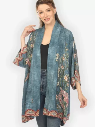 Vintage Koi Embroidery Kimono Jacket