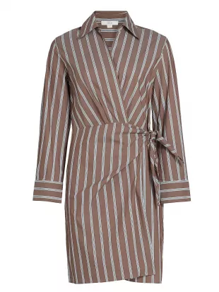 Stripe Long Sleeve Tie Waist Dress