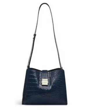 Sloane Street Croc Embossed Leather Medium Ziptop Grab Bag