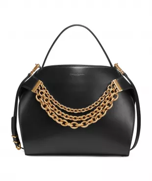 Plandome Chain Top Handle Leather Satchel