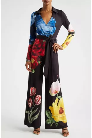 Melina Faux Wrap Wide Leg Jumpsuit
