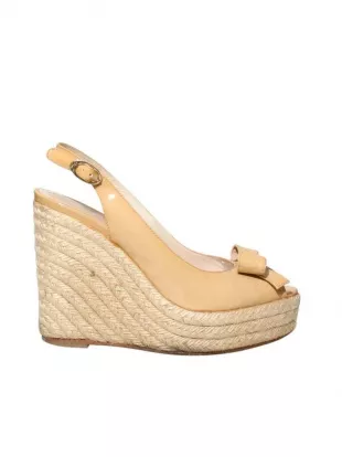 Patent Leather Bow Espadrille Wedges