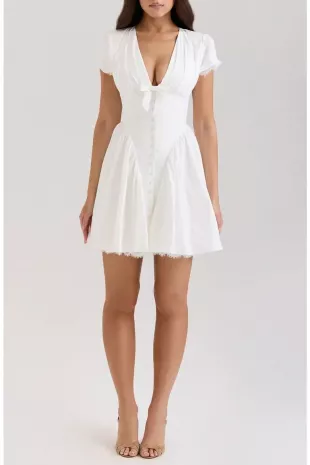 Emiliana Lace Trim Stretch Cotton Minidress