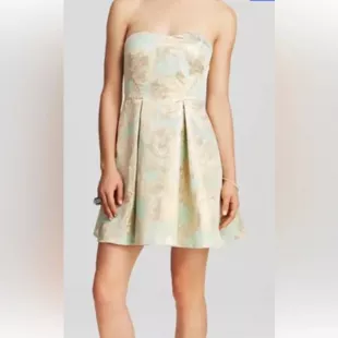 Floral Foil Print Pleated Skirt Mini Dress