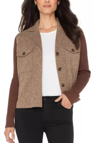 Liverpool Shacket With Sweater Sleeves