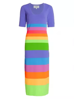Striped Colorblock Midi-Dress
