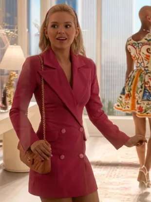 Elle Lexi Minetree Double-Breasted Pink Blazer