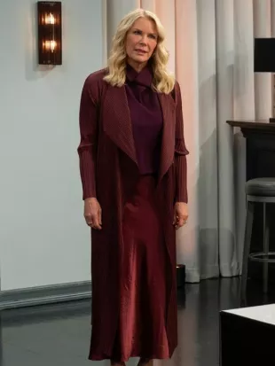 The Bold and the Beautiful 2026 Brooke Logan Burgundy Long Coat