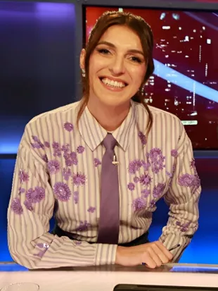 The Cheap Seats S6 Melanie Sequin Floral Striped Shirt