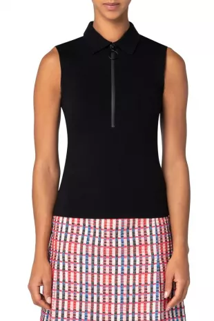 Sleeveless Front Zip Polo Shirt