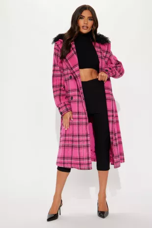 More Class Wool Plaid Trench