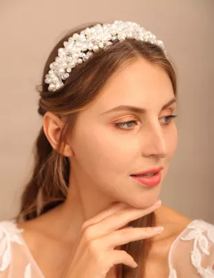 Vintage Wedding Faux Pearl Beads Crystal Tiara