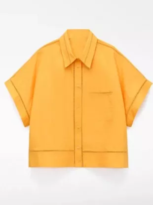 A Nossa Tarde 2026 Tânia Ribas de Oliveira Yellow Cropped Shirt