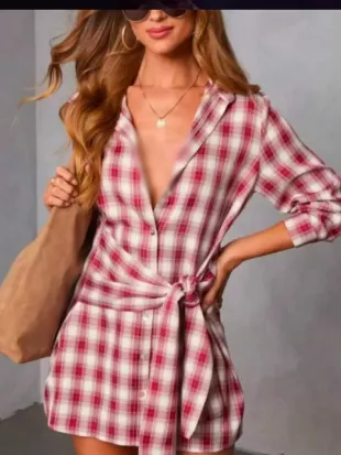 Baylen Out Loud S03 Baylen Dupree Plaid Tie Front Dress