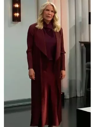 Brooke Logan The Bold and the Beautiful Burgundy Long Coat