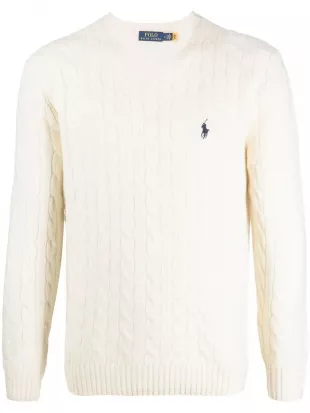 Cable-knit Embroidered-logo Sweater