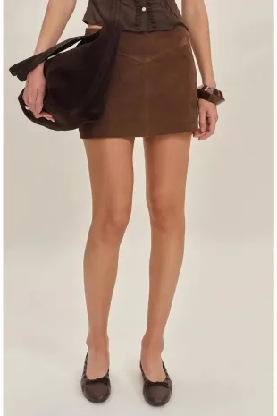 Devon Lee Carlson Layla Low Rise Suede Miniskirt