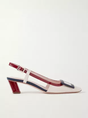 Belle Vivier 45 Color-Block Patent-Leather Slingback Pumps