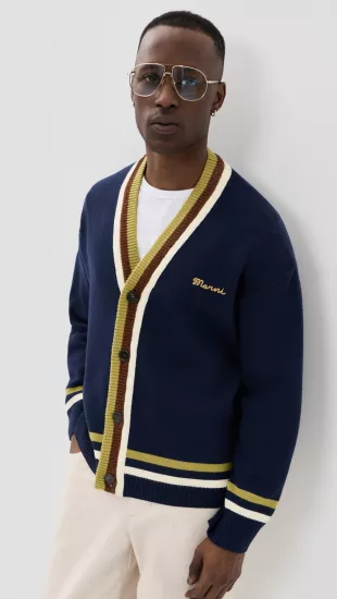 Embroidered Striped Cardigan