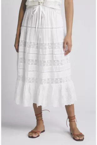 Donna Lace Tie Waist Maxi Skirt