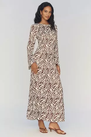 Long-Sleeve Maxi Slip Dress