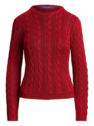 Cable-Knit Silk Crewneck Sweater