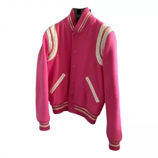 Pink Wool Teddy Bomber Jacket