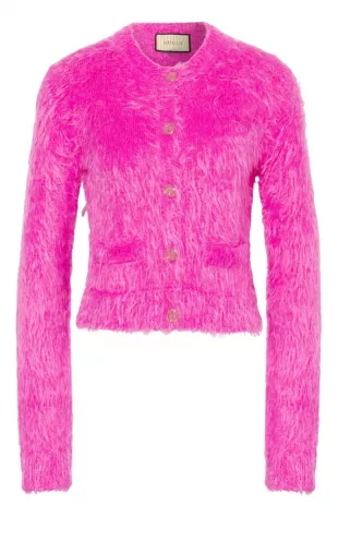 Pink Brushed Wool Cardigan