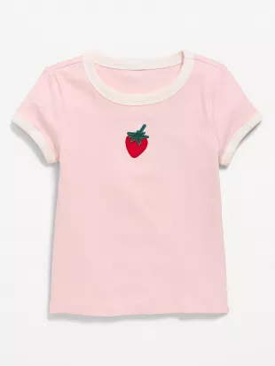 Fitted Ribbed Graphic T-Shirt for Girls