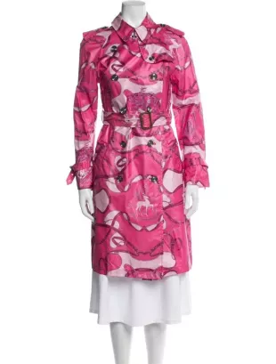 Nylon Graphic Print Trench Coat